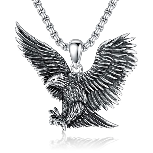 Eagle Necklace 925 Sterling Silver Eagle Pendant Jewelry for Men
