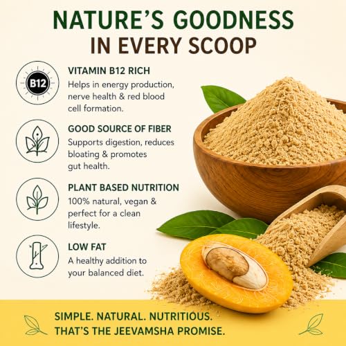 Image of Mango Seed Powder with Vitamin B12 250g - Raw, Vegan, Gluten-Free - Immune & Digestive Support Superfood - Non-GMO Herbal Supplement - Resealable Pouch