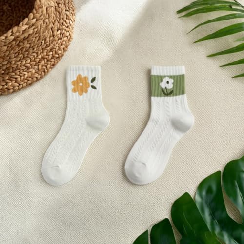 Image of 2 /3 /5 /10 Pairs Womens Ankle Socks Cute Casual Breathable Cable Knit Floral Vintage Crew Socks