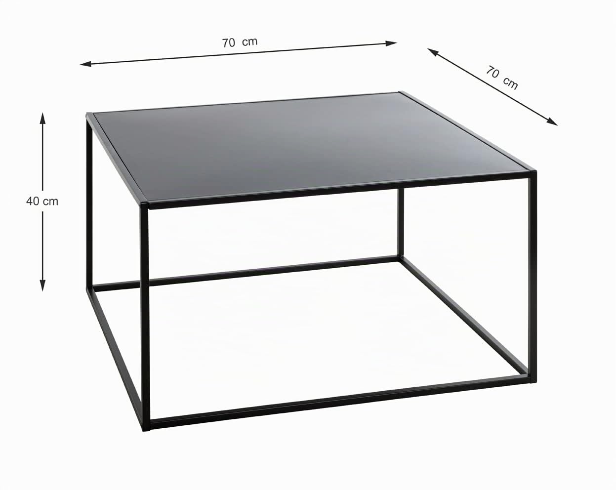 HAKU Beistelltisch schwarz Metall Couchtisch klein - Maße: B 70 x H 40 x T 70 cm Style: Modern