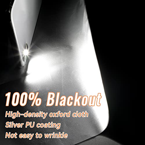 Portable Blackout Blinds, 150 * 200CM 100% Blackout Blind, Cut to Size Temporary Blackout Blinds Easy to Stick On Window No Drill with 12X Hook & Loop Straps for Bedroom, Nursery, Loft, Travel