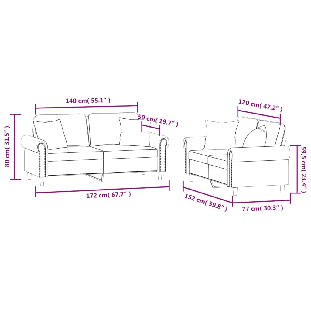 Terciopelo suave estructura resistente ideal para sala Gris 152x77x80 cm | Juego de sofás 2 plazas con cojines gris oscuro terciopelo para sala de estar, moderno y resistente con estructura de metal,