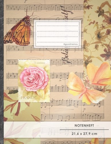 Notenheft: DIN A4 • 48 Seiten, 24 Blatt, 12 Systeme, „Kunstwerk“ • Original #GoodMemos Schulheft • Mit Inhaltsverzeichnis und Seitenzahlen, Noten-Lineatur 14