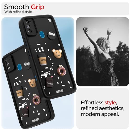 Image of Pikkme Back Cover for Samsung Galaxy M21 / M30s / M21 2021 | Cute Fun Cartoon 3D Bear Silicone Full Body Protection Bumper Cover (Black) | Cute Fun Cartoon