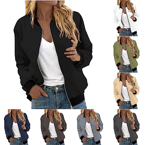 YAOJIWANG Women's Jacket Jacket Solid Colour Bomber Jacket Chic Sports Jacket Casual Baseball College Outwear Cheap Top Casual Sport Jacket Y2K Blouse Top Long Sleeve, #00 Black, XL YAOJIWANG Women's Jacket Jacket Solid Colour Bomber Jacket Chic Sports Jacket Casual Baseball College Outwear Cheap Top Casual Sport Jacket Y2K Blouse Top Long Sleeve, #00 Black, XL