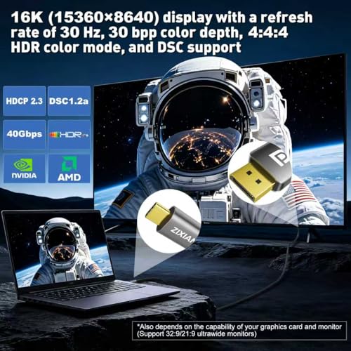 Cable USB C a DisplayPort 2.1 de tipo C a DP 40Gbps para iPhone 16 y Galaxy 2