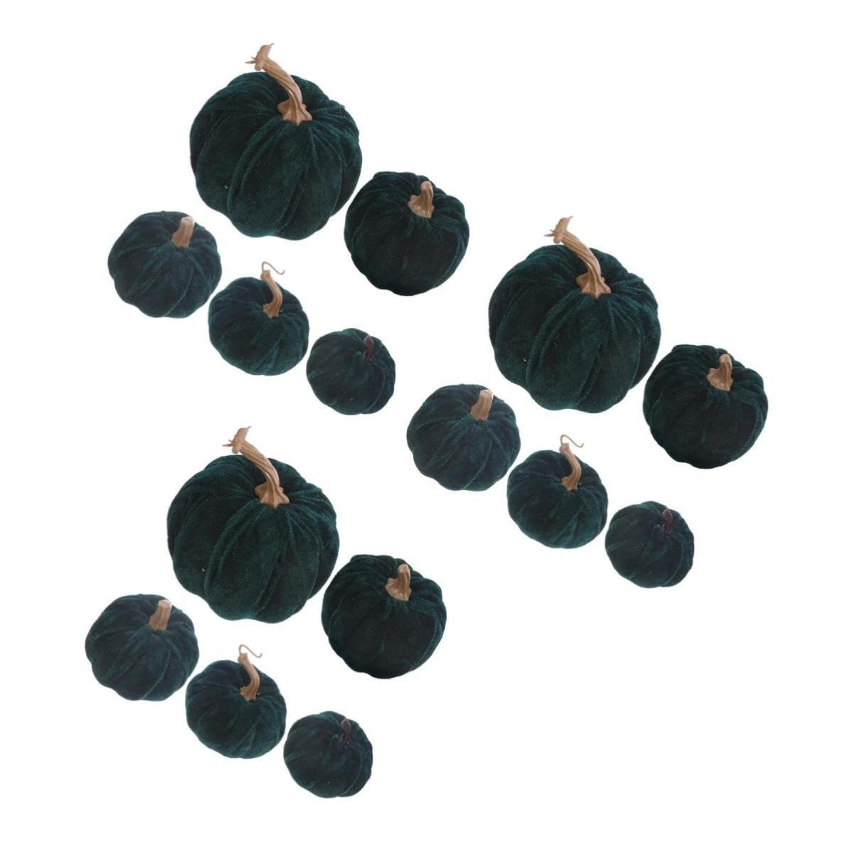 Abaodam 15 Pezzi Zucca Decorativa Artificiale in Flanella Verde a Forma di Zucca, Effetto Vivido e Decorativo per Feste di Halloween e Ringraziamento, per Esterni e Decorazioni Casa