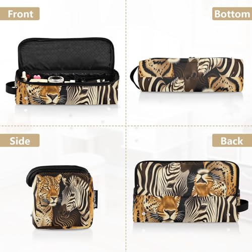 Bolsa de viaje para herramientas de cabello y alfombrilla resistente al calor con gran capacidad para rizadores, planchas y secadores con estampado animal de leopardo y cebras para mujeres miniatura 5