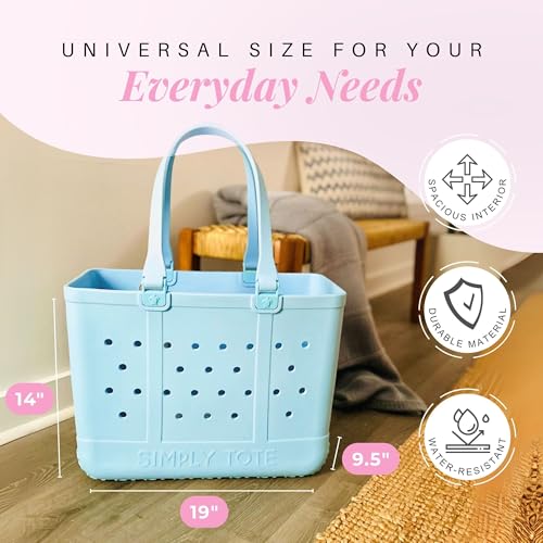 Image of Simply Southern Large Simply Tote Bag - All Waterproof Sandproof Beach Utility - Everyday Tote (Sky)