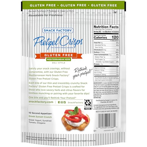 Image of Snack Factory Mediterranean Herb Pretzels, 5 Oz Bag (Pack of 2)