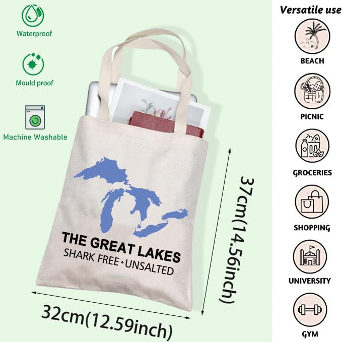 FOTAP Michigan Trip Gift Tote Bag - Michigan State Eco Tote (Great Lakes) - Image 4