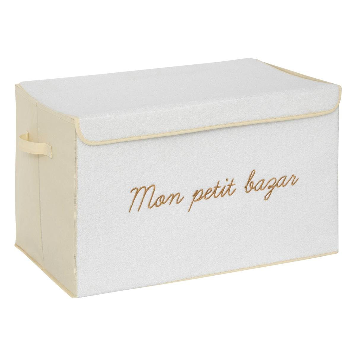 Atmosphera - Coffre de Rangement Enfant Yuma Blanc Bouclette 36x57cm