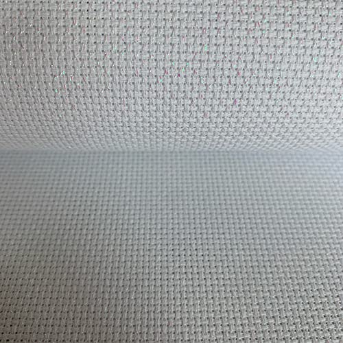 Image of 14CT Iridescent Sparkling Aida Cloth Light Reflecting Embroidery Cross Stitch Fabric, W29 x L39