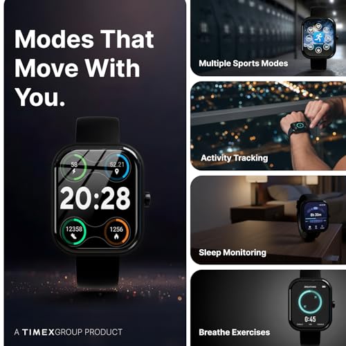 Image of TIMEX iConnect Arc+ 2.01 inch(5.1cm) IPS Display with BT Calling Smartwatch for Unisex - TWIXW1600T