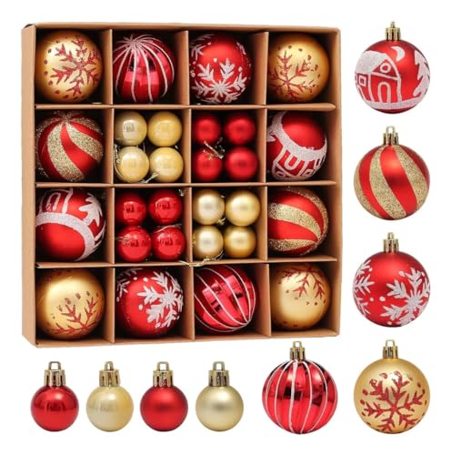 Esferas, Home Improvement JSHIB Esferas de Navidad,44 Unidades Kit de Esferas Navideñas Decorativas Colgante,7 Estilos en 2 Tamaños,para árbol de Navidad, Bodas, Fiesta, Decoración...