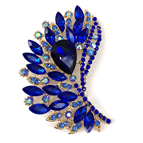 Image of SELOVO Rhinestone Crystal Big Large Brooch Pin Jewerly Accessory Gold Tone