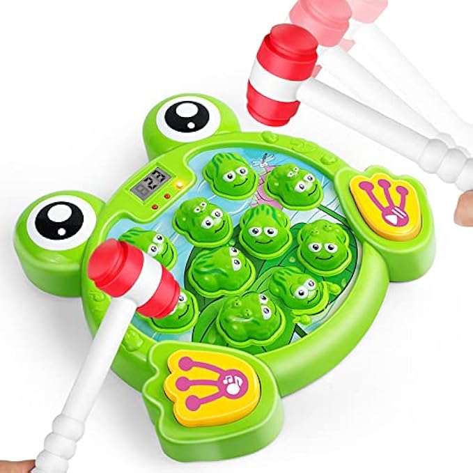 YEEBAY Interactive Whack A Frog Game, Learning, Active, Early Developmental Toy, Fun Gift for Age 3, 4, 5, 6, 7, 8 Years Old Kids, Boys, Girls,2 Hammers Included