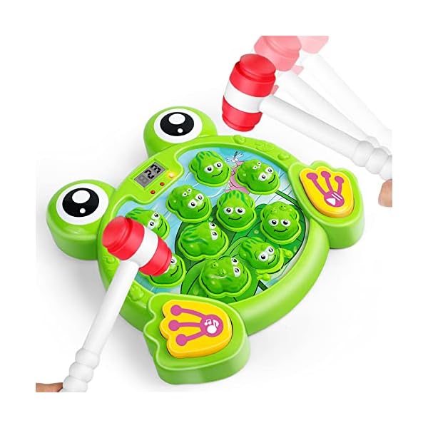 YEEBAY-Interactive-Whack-A-Frog-Game-Learning-Active-Early-Developmental-Toy-Fun-Gift-for-Age-3-4-5-6-7-8-Years-Old-Kids-Boys-Girls2-Hammers-Included