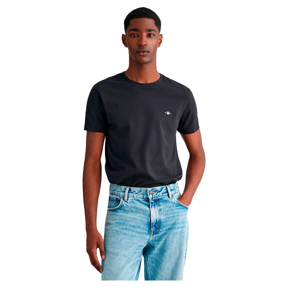 GANT Herren Slim Pique SS T-Shirt, Black, XXL