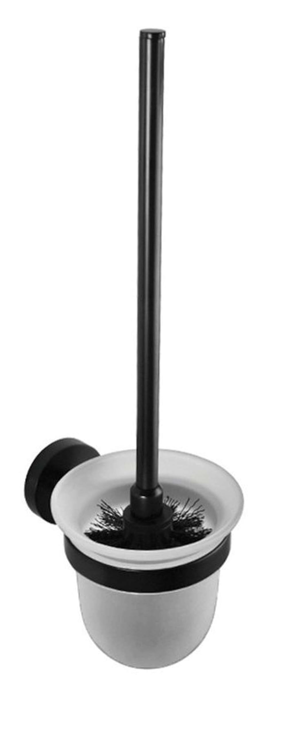 Scovolino per WC da parete Dark, in ottone nero e vetro, 37 x 14 x 9,5 cm