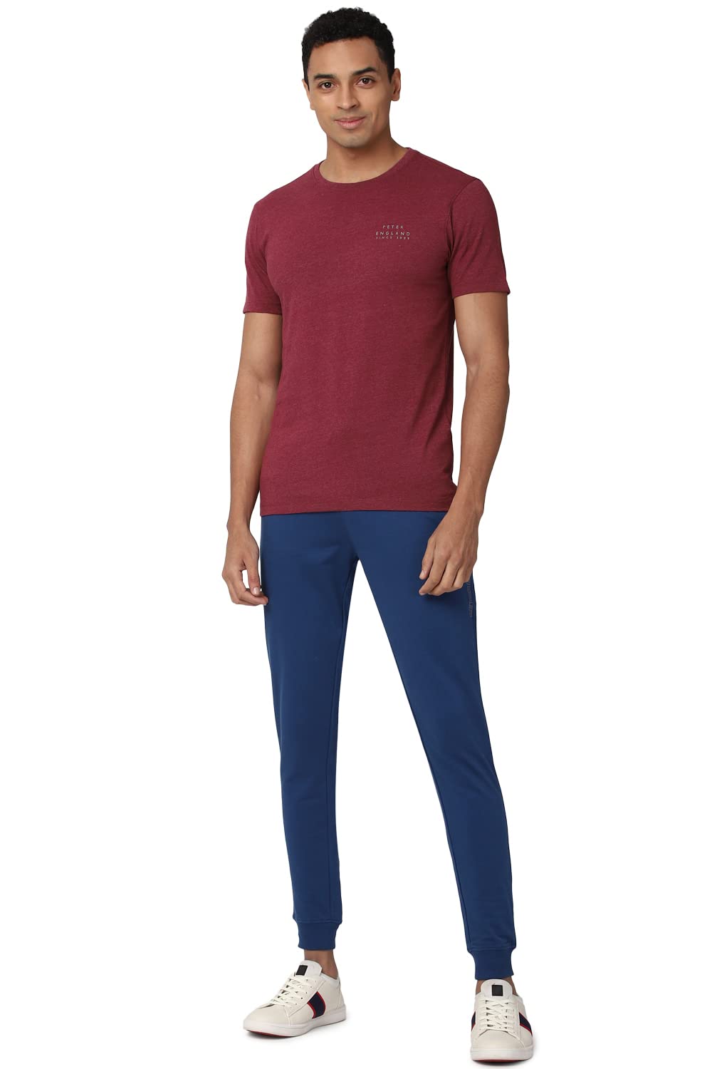 peter england Men Maroon Solid Casual T-Shirt and Joggers-picture-12