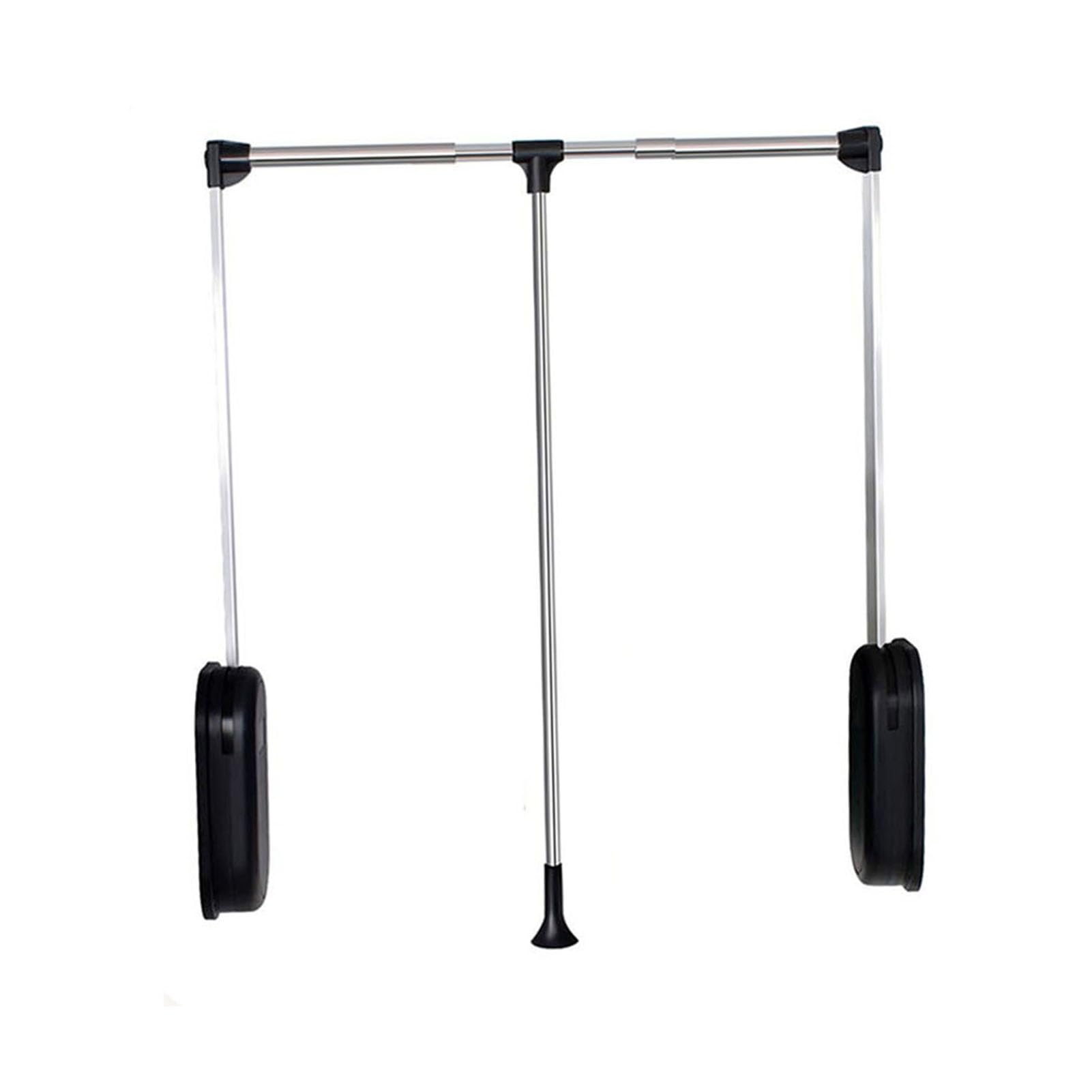 HTTGDGDH Adjustable Pull Down Closet Rod - Pneumatic Buffer Wardrobe Rail Organizer, Heavy-Duty For Hanging Clothes, Supports 20Kg Load, Fits 510-660Mm Spaces,Black-510-660mm