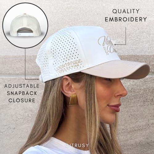 Image of CITRUSY Athletic Trucker Golf Hat | Performance Mens 5 Panel Cap | Cool Breathable Waterproof Workout Running Snapback
