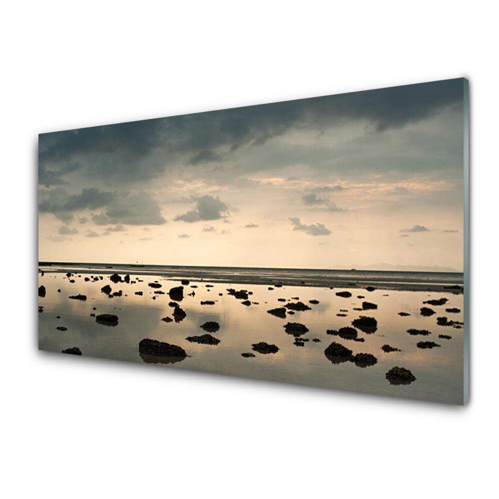 Paysage d eau tableau décoration murale en verre trempé 100x50cm Tulup pour salon
