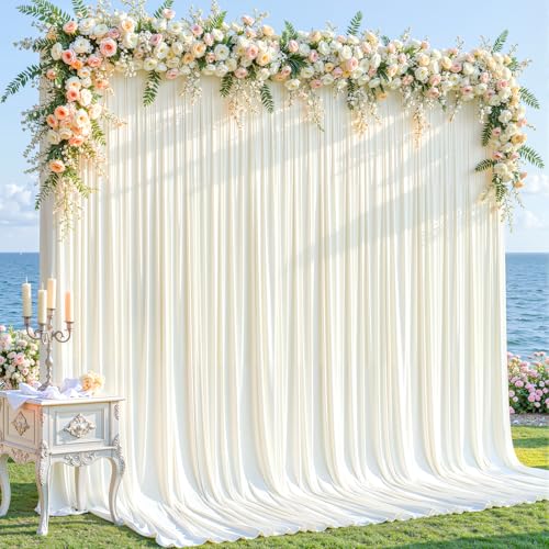 10x20 FT Ivory Backdrop Curtain for Parties Wrinkle Free Photo Backdrop Drapes 20ft Long Polyester Draping Back Drop Cloth for Wedding Birthday Photography Background Photoshoot Events Decoration