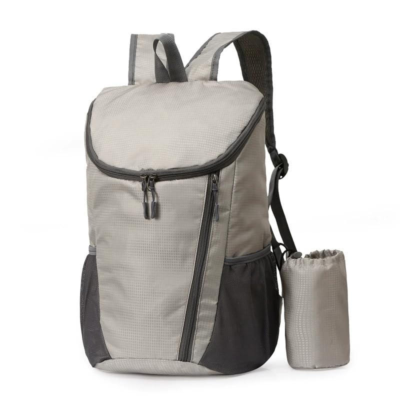 Mochila Ligera Plegable Resistente al Agua Color Gris miniatura 3