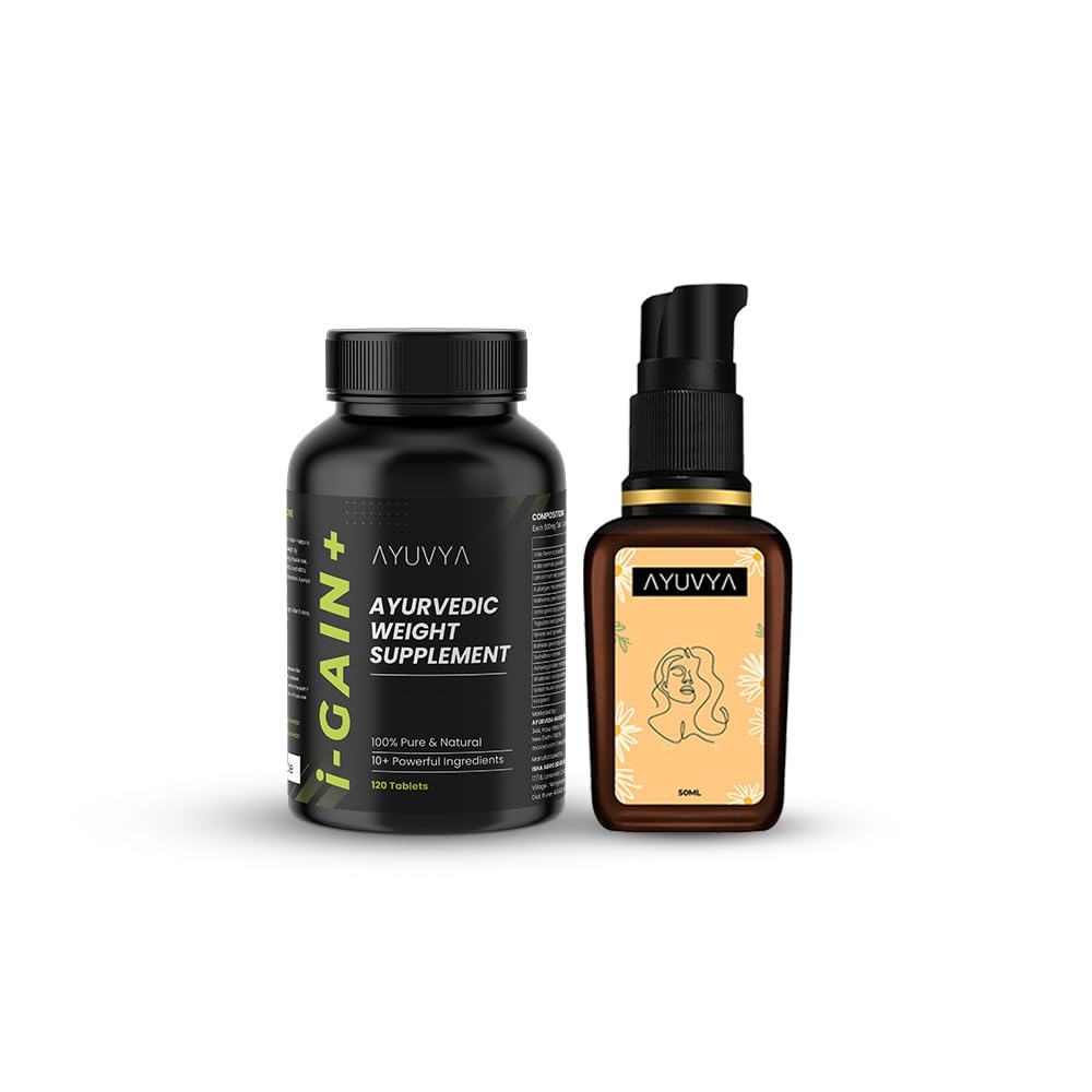 Ayuvya i-Gain+ with BBF Oil Combo | i-Gain+ ayurvedic weight gain tablet | Helps in weight & muscle gain | BBF Ayurvedic Oil | Helps in improving sagging skin (B0CJ5D7WDD) Amazon Price History, Amazon Price Tracker