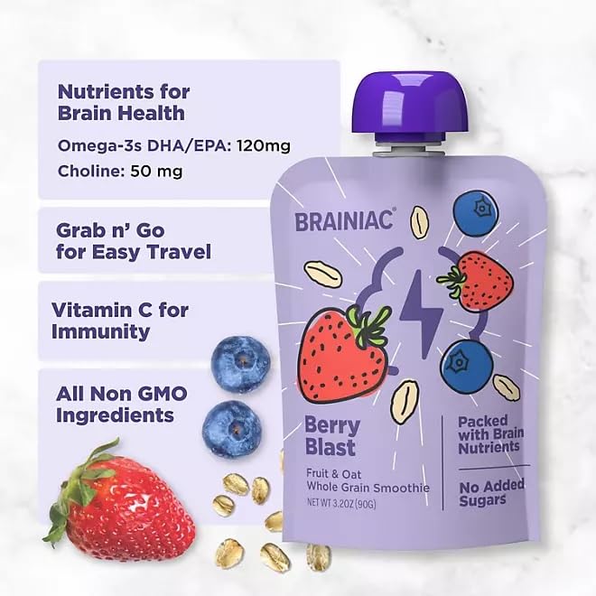 Brainiec Fruit and Oat Smoothie Pouches, 20 pk.