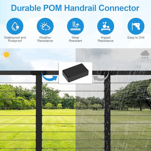 Image of Handrail Extension Connector - Flat Handrail Accessories, POM Handrail Connector Fitting for Rectangular Cable Railing Handrail, Deck Cable Railing System, RG01-E