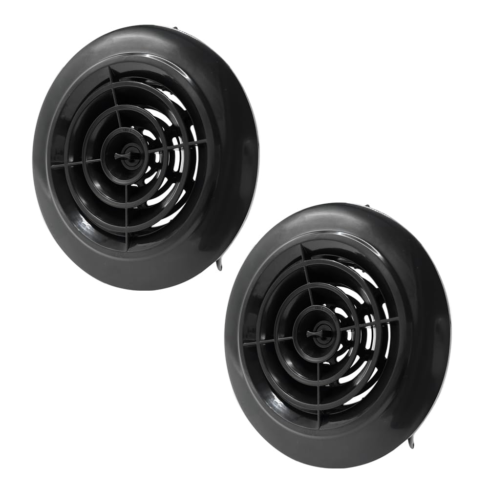 Grille d'aération ronde 10,2 cm réglable noire lot de 2 pour plafond