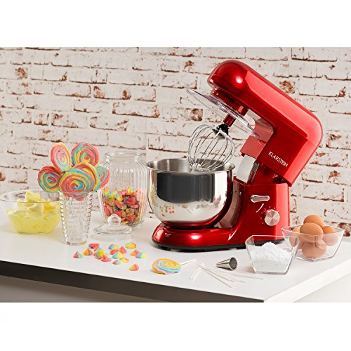 KLARSTEIN Bella Rossa • Tilt-Head Stand Mixer • Dough Hook, Flat Beater, Wire Whip • 650 W • 5.5 qt Stainless Steel Bowl • Planetary Mixing • 6 Speeds • Red - Thumbnail 7