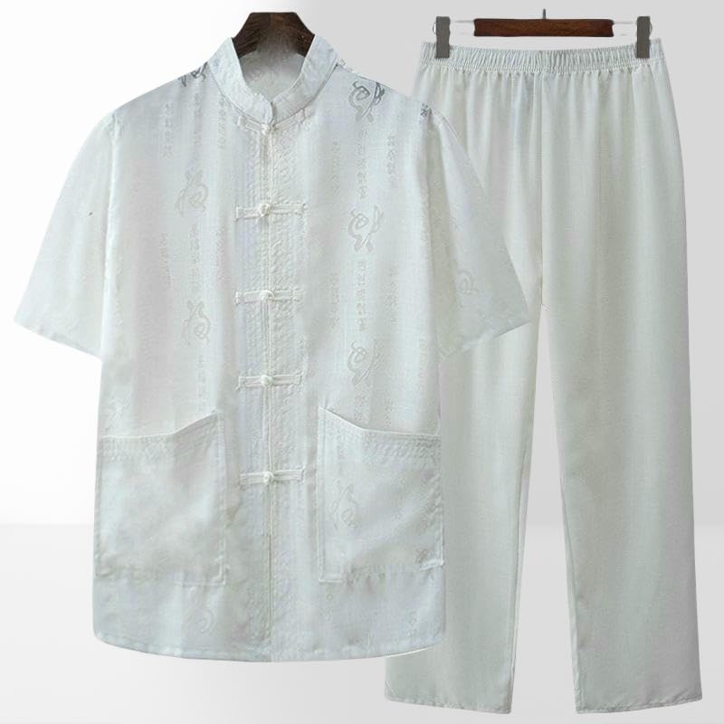 Ensemble tang d'été pour homme en lin respirant style chinois hanfu ultra léger - 7