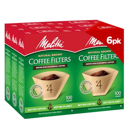 Melitta #4 Cone Coffee Filters, Natural Brown, 100...