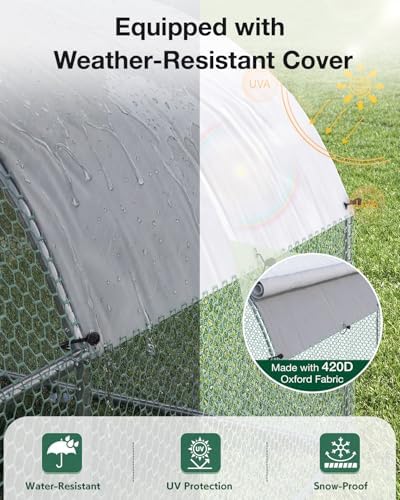 JFHID Metal Chicken Coop, 19.5 x 10 x 6.4 FT Extra Large Chicken Run Enclosure with Cover, Walk-in Chicken Pen for Outdoor Backyard and Farm, Poultry Cage Suitable for 15–20 Chickens, Dome Roof — view 2