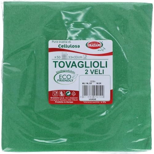 Servilletas de papel desechables, 50 unidades, formato 33 x 33, verde
