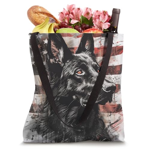 Bolsa tote vintage con perro pastor alemán y bandera americana miniatura 4