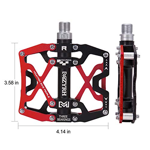Image of MZYRH Mountain Bike Pedals, Ultra Strong Colorful CNC Machined 9 /16 inch Cycling Sealed 3 Bearing Pedals