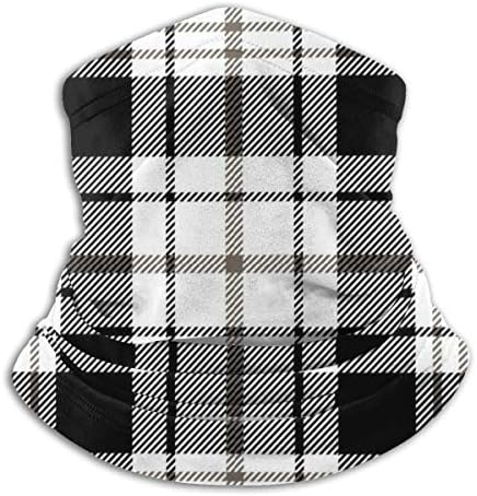 Bandana Neck Gaiter Black And White Tartan Plaid Cycling Balaclava Face Scarf Mask For Man Women