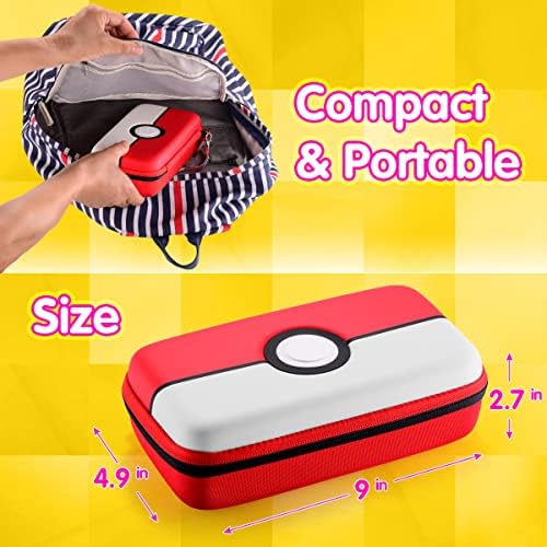 JoyHood Trading Card Storage Box fits PM TCG Cards - Durable EVA Carry Case Holder Bag with Hand Strap & 2 Dividers - Holds Up to 600+ Game Cards - Red Pokeball