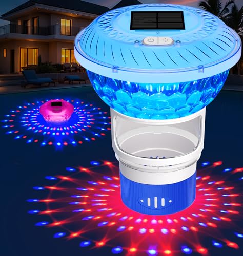 KingSom 2025 Upgrade Pool Chlorine Floater,Solar Chlorine Floater with Lights,Buttons