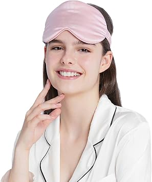 Mommesilk Luxury Silk Sleep Mask 100% 22 Momme Mulberry Silk Eye Mask with Elastic Strap/Anti-Aging/Skin Care/Multi Colors/Ultra Soft, Light & Comfy/Travel, Nap/Blindfold, Rosy Pink