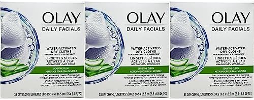 OLAY Daily Gentle Clean 5-in-1 Water Activated Cloths, 33 Count (Pack of 3)