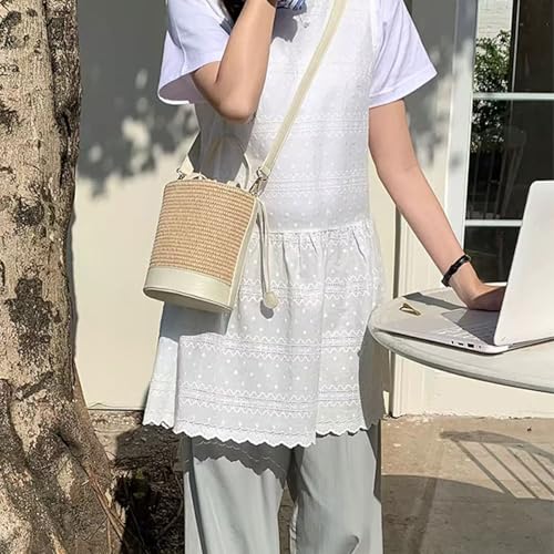 Rattan Bucket Wicker Bag Basket Handbag Cane Purse For Women，Straw Bucket Bags For Women，Basket Handbag4