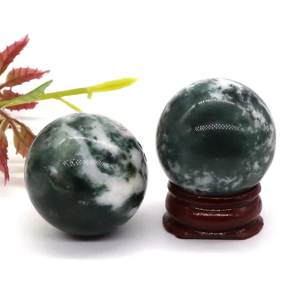 Agate Mousse Verte Cristal Poli de Qualité Reiki pour Collectionneur