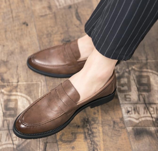 Men's Classic Slip On Derby Mens Formal Business Brogue Oxford Shoes2