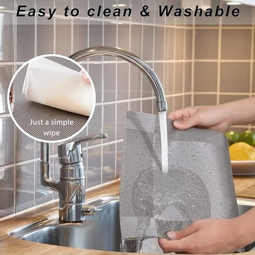 Image of Anugrah Dining Mats Table Mats PVC Placemats Heat-Resistant Placemat for Dining Tea Table Woven Vinyl Stain Resistant Table Mats Easy to Clean - 45x30 cm (Gray, 2)